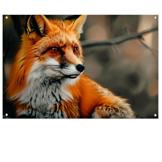 Roodvos in boslandschap tuinposter