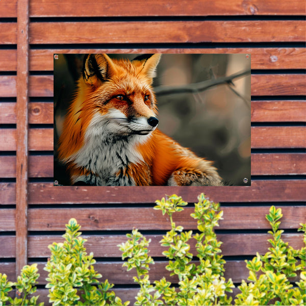 Roodvos in boslandschap tuinposter