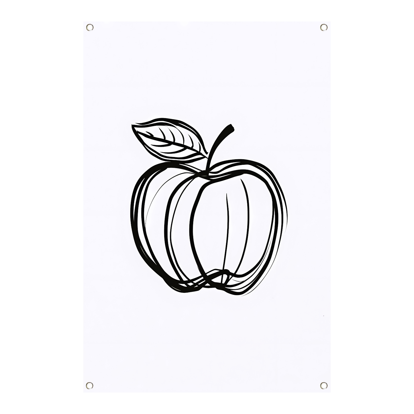 Zwart-witte appel lijntekening minimalisme tuinposter