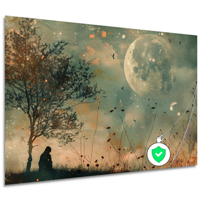 Een stille contemplatie onder de maan poster