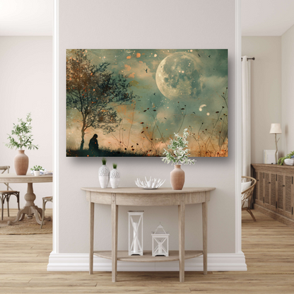 Een stille contemplatie onder de maan poster
