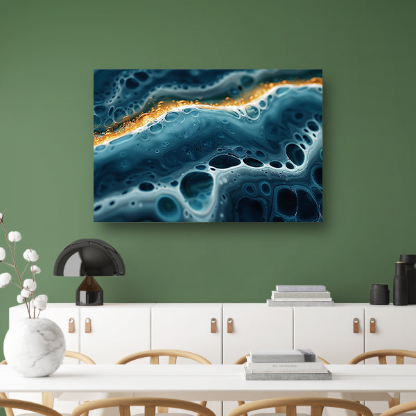 Abstracte Golven met Gouden Accenten Kunstwerk canvas