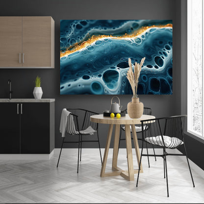 Abstracte Golven met Gouden Accenten Kunstwerk canvas