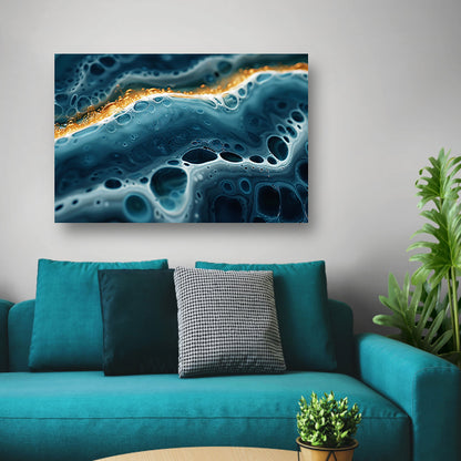 Abstracte Golven met Gouden Accenten Kunstwerk canvas