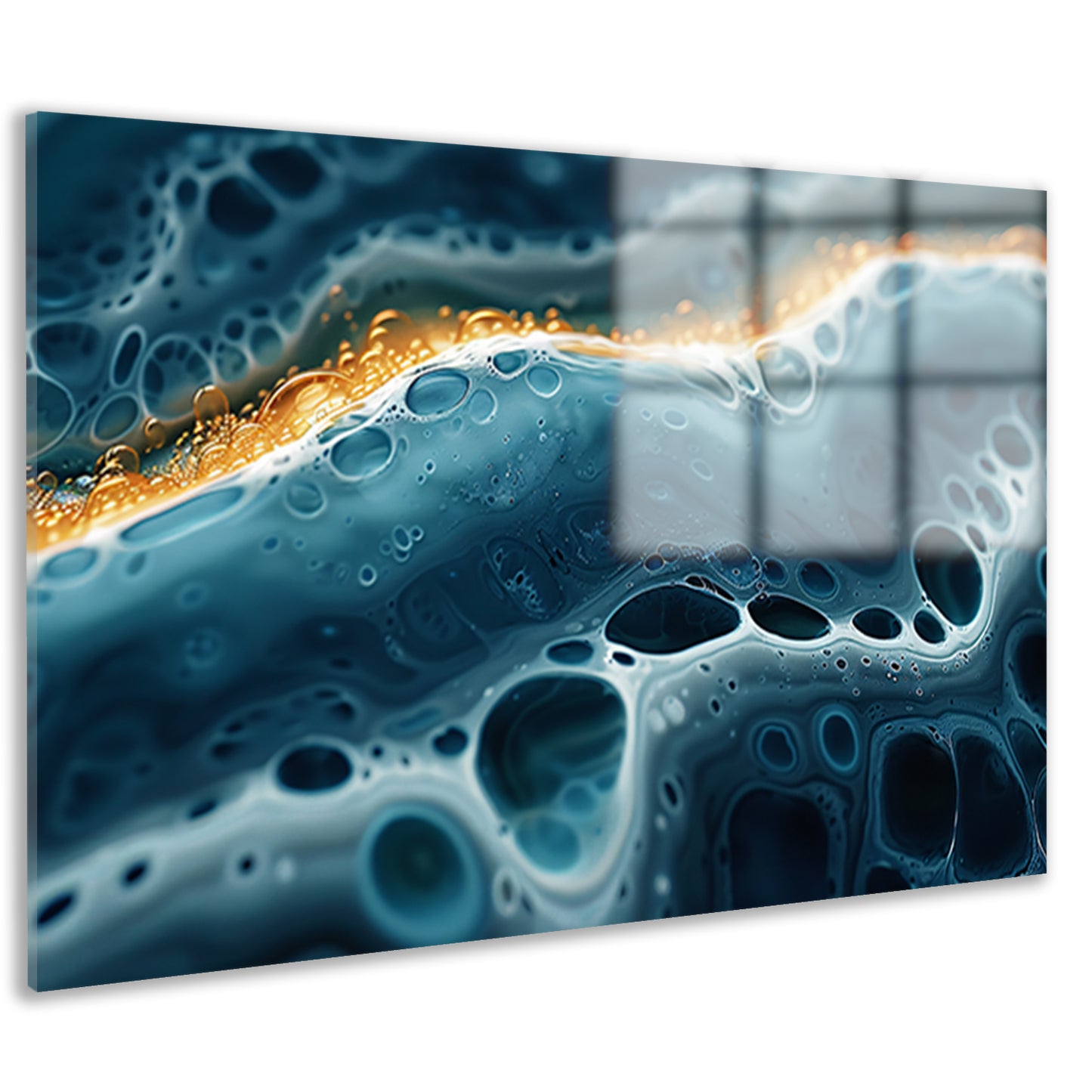 Abstracte Golven met Gouden Accenten Kunstwerk acrylglas