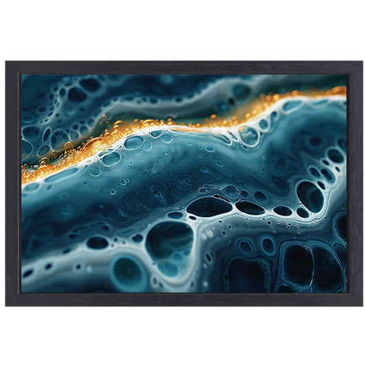 Abstracte Golven met Gouden Accenten Kunstwerk canvas met baklijst