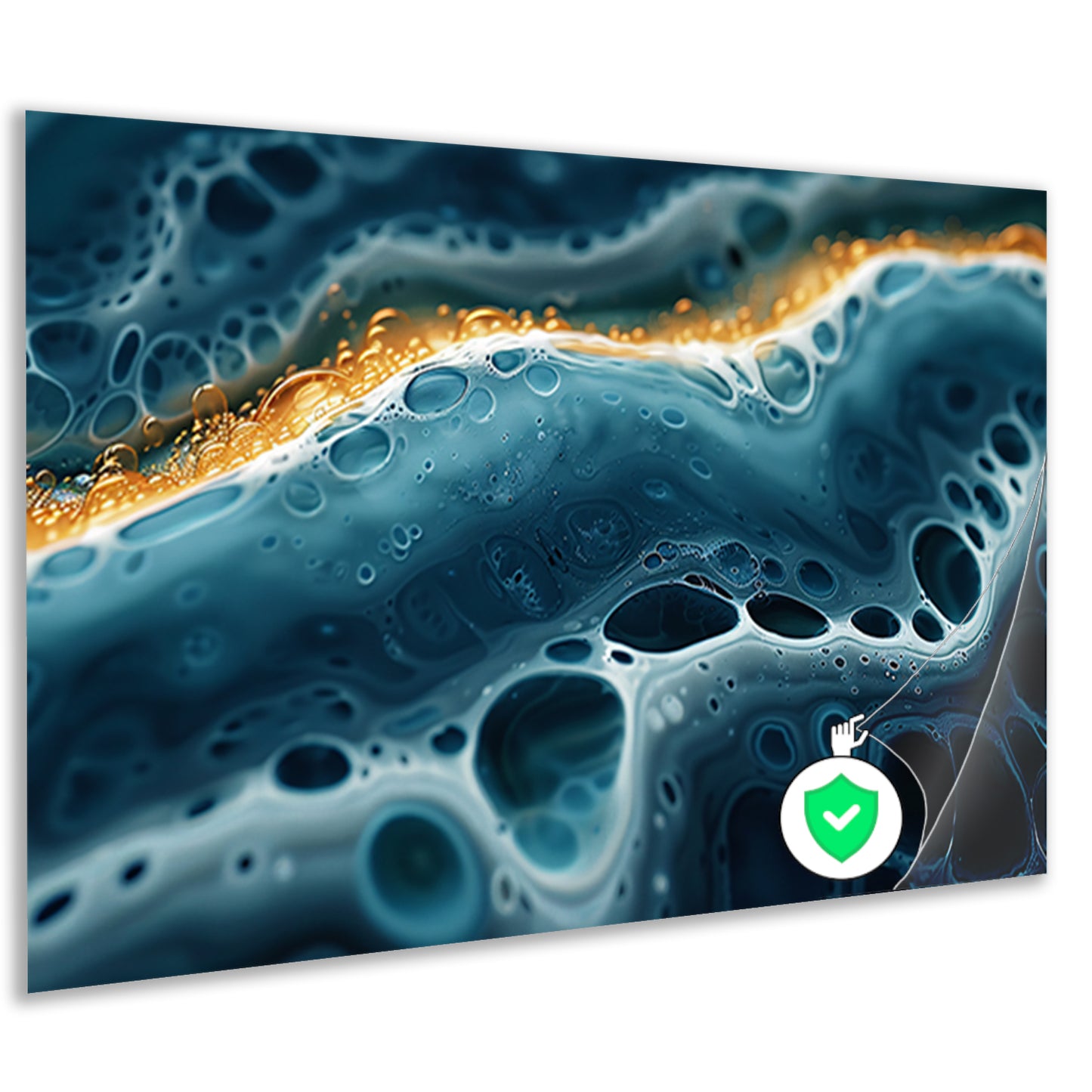 Abstracte Golven met Gouden Accenten Kunstwerk poster