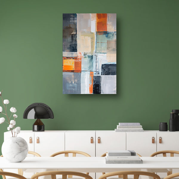 Abstract geometrisch schilderij met vierkanten en kleuren acrylglas