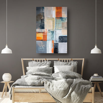 Abstract geometrisch schilderij met vierkanten en kleuren canvas