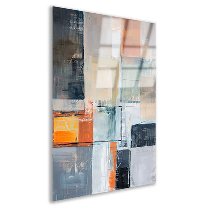 Abstract geometrisch schilderij met vierkanten en kleuren acrylglas