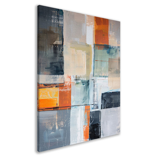 Abstract geometrisch schilderij met vierkanten en kleuren canvas