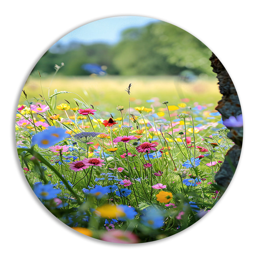 Bloemenzee met Vlinder in Zomer forex muurcirkel