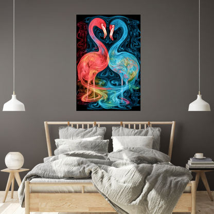 Dans van de Flamingos in Kleur canvas met baklijst