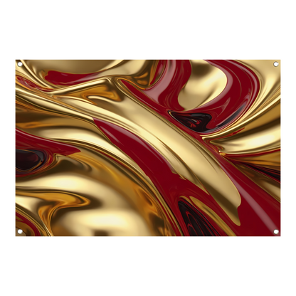 Abstracte golven in goud en rood tuinposter