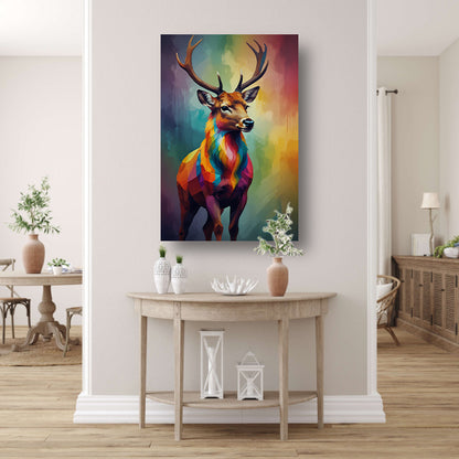 Geometrisch Kleurrijk Hert in Abstracte Stijl poster