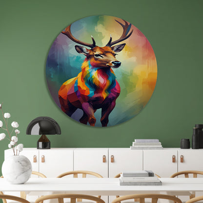 Geometrisch Kleurrijk Hert in Abstracte Stijl forex muurcirkel
