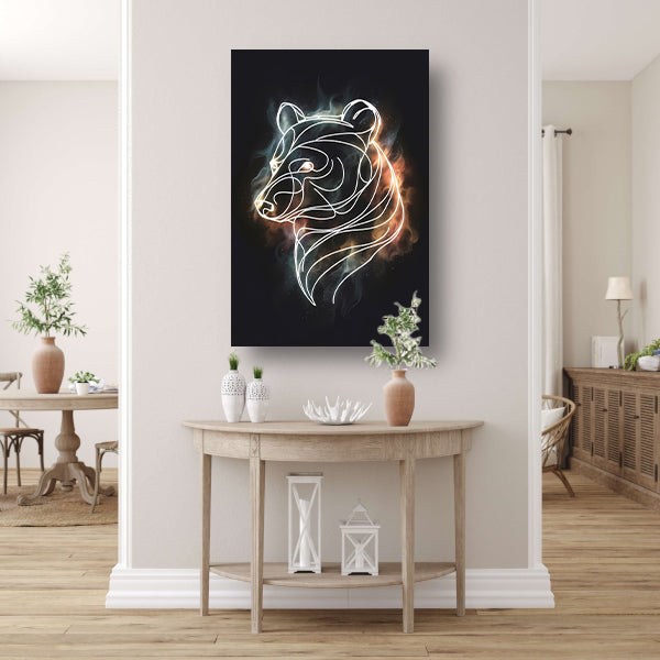 Beer in Sterrennacht: Moderne Lijnkunst acrylglas