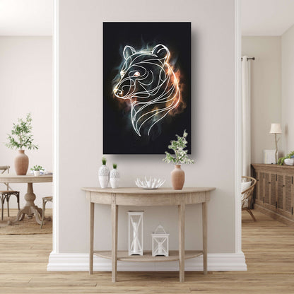 Beer in Sterrennacht: Moderne Lijnkunst acrylglas