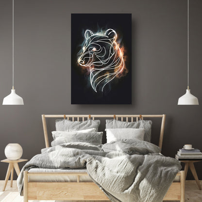 Beer in Sterrennacht: Moderne Lijnkunst acrylglas