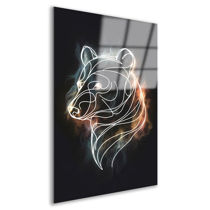 Beer in Sterrennacht: Moderne Lijnkunst acrylglas
