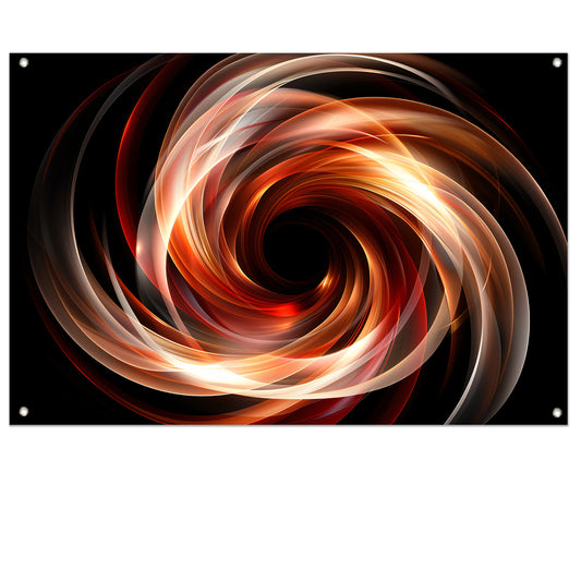 Abstracte Swirl in Zwart Wit Oranje tuinposter