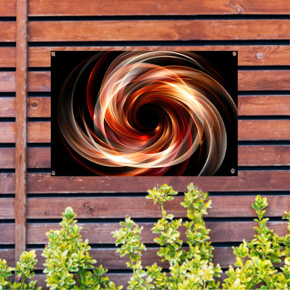 Abstracte Swirl in Zwart Wit Oranje tuinposter