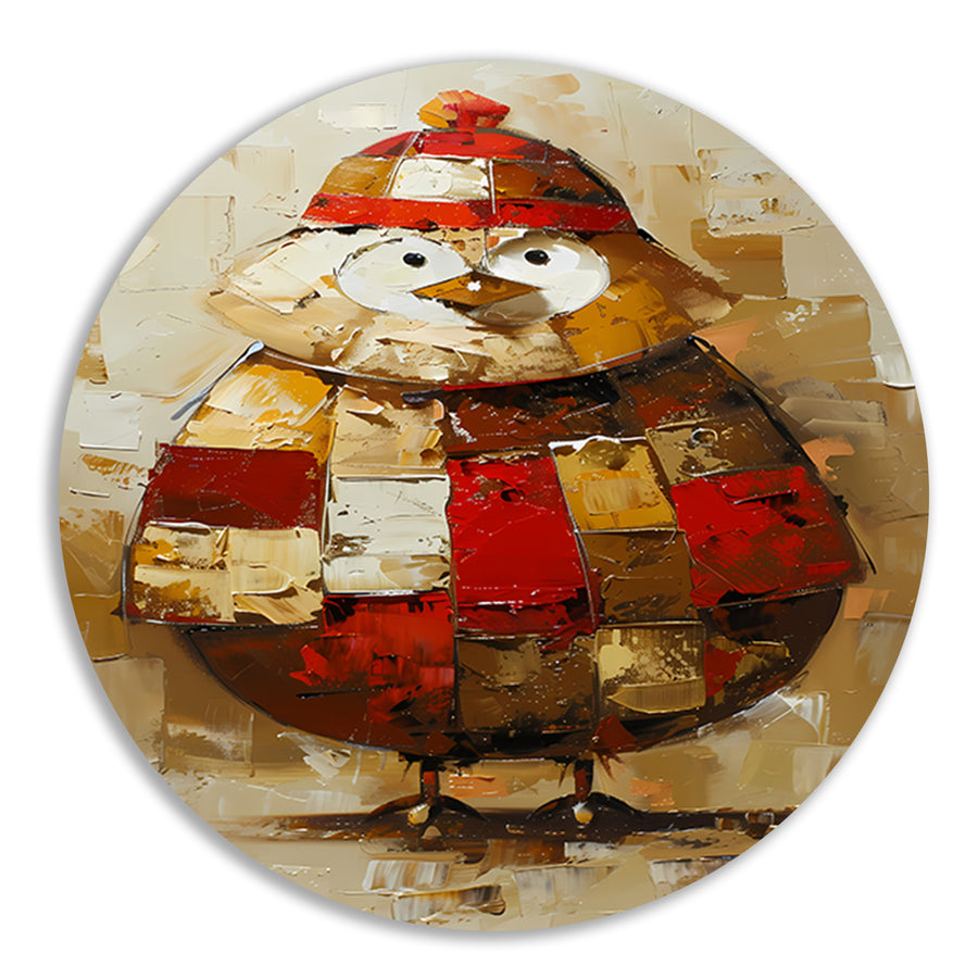 Kleurrijke abstracte vogel met hoed schilderij forex muurcirkel