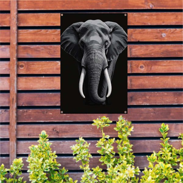 Portret van een olifant in zwart-wit tuinposter