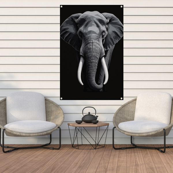 Portret van een olifant in zwart-wit tuinposter