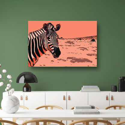 Digitale kunst van een zebra in de natuur poster