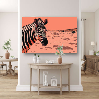 Digitale kunst van een zebra in de natuur poster