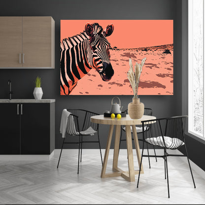 Digitale kunst van een zebra in de natuur poster