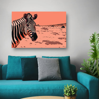 Digitale kunst van een zebra in de natuur poster