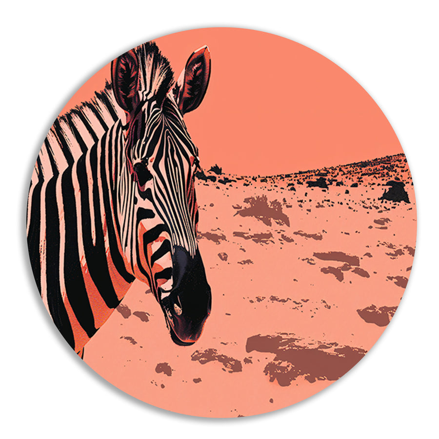 Digitale kunst van een zebra in de natuur aluminium muurcirkel