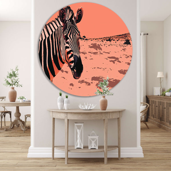 Digitale kunst van een zebra in de natuur forex muurcirkel