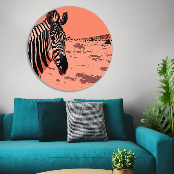 Digitale kunst van een zebra in de natuur forex muurcirkel
