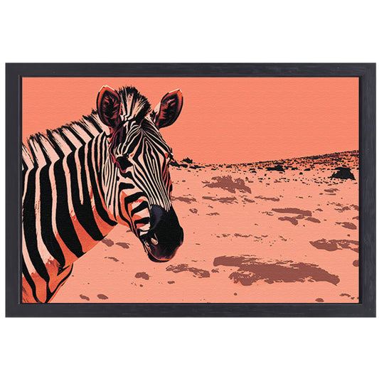 Digitale kunst van een zebra in de natuur canvas met baklijst