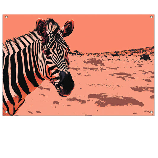 Digitale kunst van een zebra in de natuur tuinposter