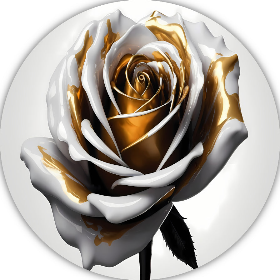Gouden Roos Elegantie in Monochroom forex muurcirkel