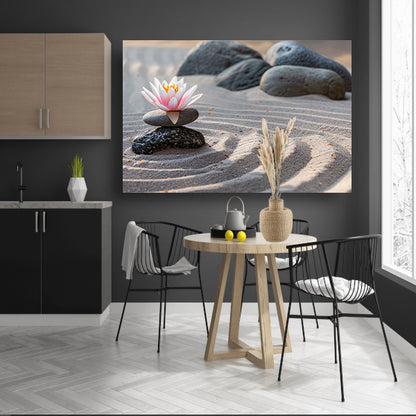 Zen Bloem in Evenwicht op Stenen   canvas