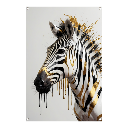 Zebra in Gouden Glans en Elegantie tuinposter