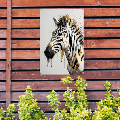 Zebra in Gouden Glans en Elegantie tuinposter