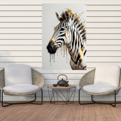 Zebra in Gouden Glans en Elegantie tuinposter