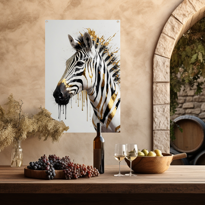 Zebra in Gouden Glans en Elegantie tuinposter