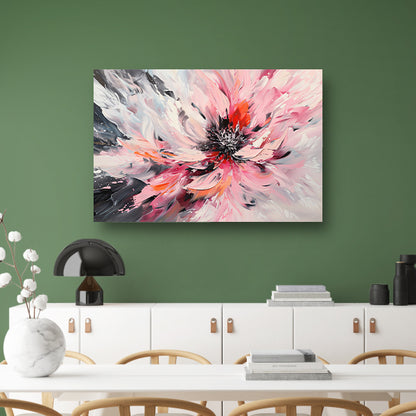 Abstract schilderij van chrysant in dynamische kleuren canvas