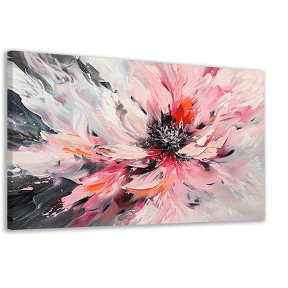 Abstract schilderij van chrysant in dynamische kleuren canvas