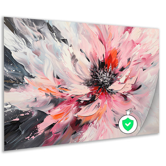 Abstract schilderij van chrysant in dynamische kleuren poster