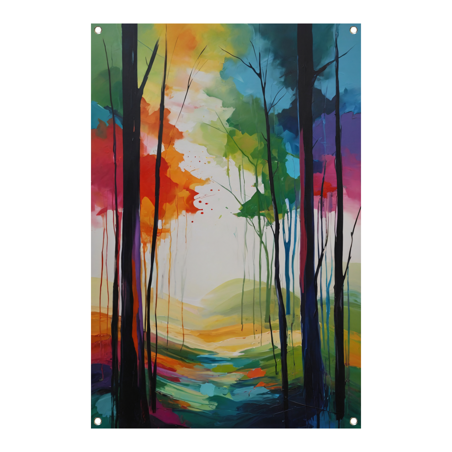 Abstracte Kleurrijke Boslandschap Impressie tuinposter