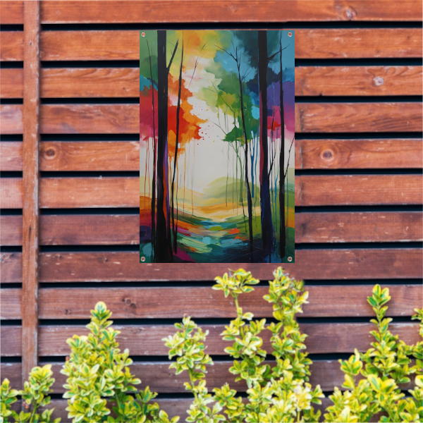 Abstracte Kleurrijke Boslandschap Impressie tuinposter