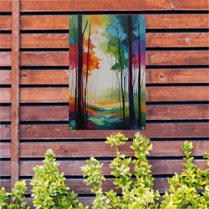 Abstracte Kleurrijke Boslandschap Impressie tuinposter